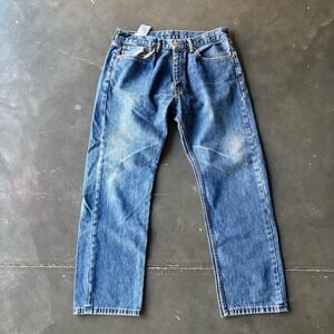 Levis 505 Regular Fit Straight Leg Jeans Blue Denim W36 L30